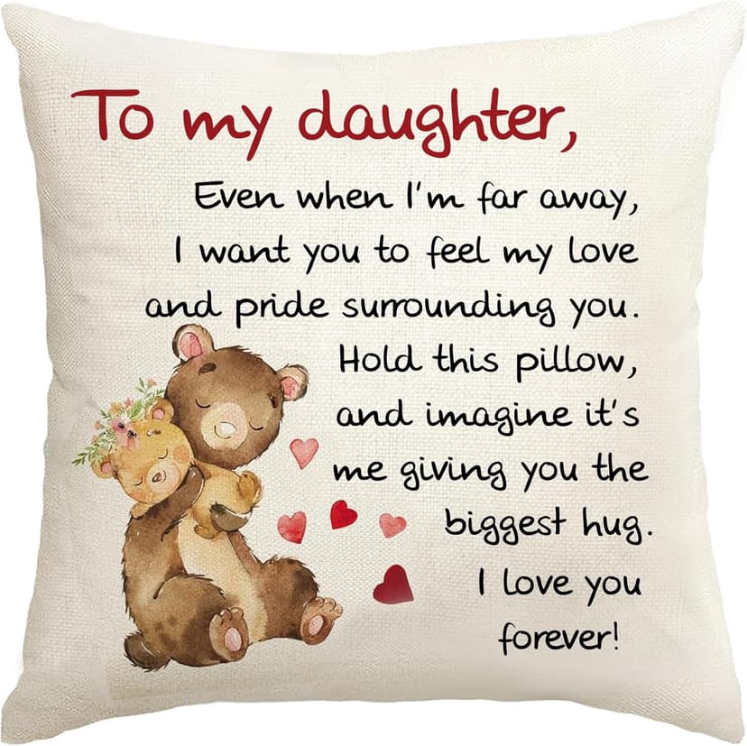 Daughter Gifts from Mom18x18 Throw Pillow Cover - Best Daughter Ever from Mom & Dad, Birthday Gifts for Daughters, to My Beloved, Decorative Pillow Case for Her, Special Occasion Keepsake