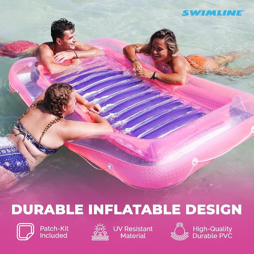 SWIMLINE Suntan Tub, Classic Inflatable Tanning Lounge Float with Adjustable Pillow, 71" Long - Outdoor Floating Lounger for Lake, River, Beach & Swimming Pool, Includes Rope Surround & Repair Patch