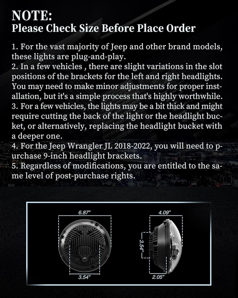 HWSTAR Pair New 1000% Bright Anti-glare 7 Inch Led Headlights Round Compatible with Jeep Wrangler JK JKU TJ LJ Chevy Ford GMC Dodge Mazda Nissan Mack VW etc DOT Approved H6024 Hi/Low Sealed Beam