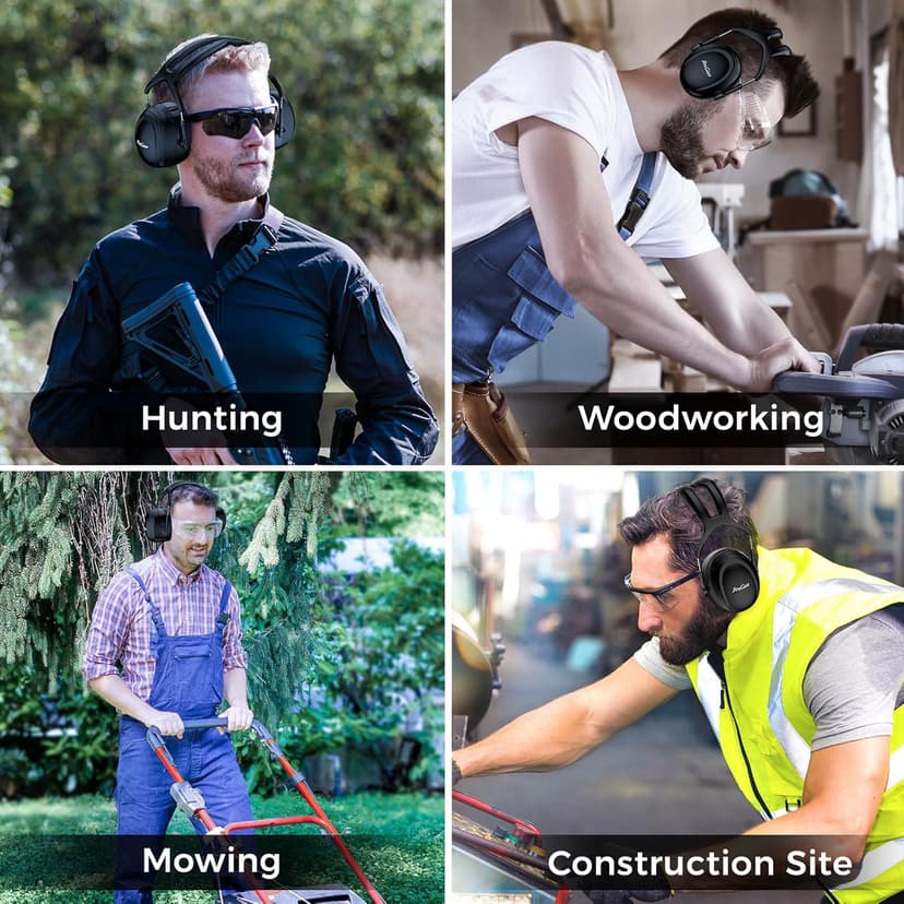 ProCase Extra Large SNR 37dB Noise Cancelling Headphones, NRR 30dB Hearing Protection Ear Muffs for Adults Noise Reduction, Wide Size Adjustment and Comfortable -Black