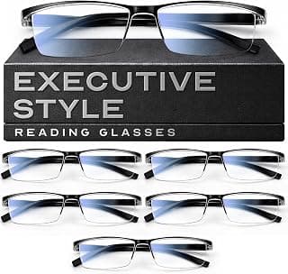 Gaoye Executive Style Reading Glasses Men - Durable Readers with Blue Light Filtering- Comfortable Fit with TR90 Frames