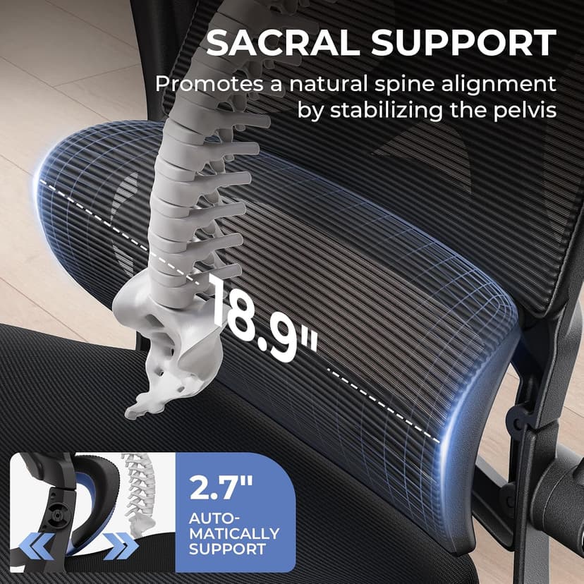Ergonomic Office Chair with Headrest, Lumbar Support, Flip-Up Armrests, Thick Memory Foam Seat - 350lbs Capacity, Adjustable Height for Big & Tall, Perfect for Home Office Studios