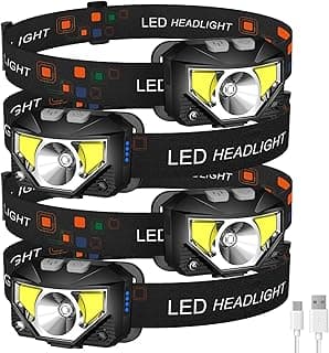 LHKNL Headlamp Flashlight,4-Pack Lumen Ultra Bright LED Rechargeable Headlight with White Red Light,Waterproof Motion Sensor Head Lamp,8 Mode for Outdoor Camping Running Cycling Fishing