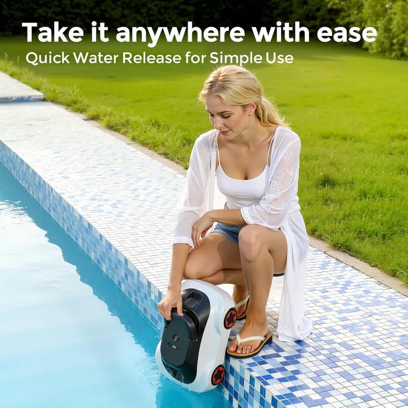 C5 Cordless Robotic Pool Cleaner with 180-Min Runtime, 2.7L Large Filter Basket & Self Parking, Pool Vacuum for Above-Ground Flat Pools up to 2200 Sq.Ft
