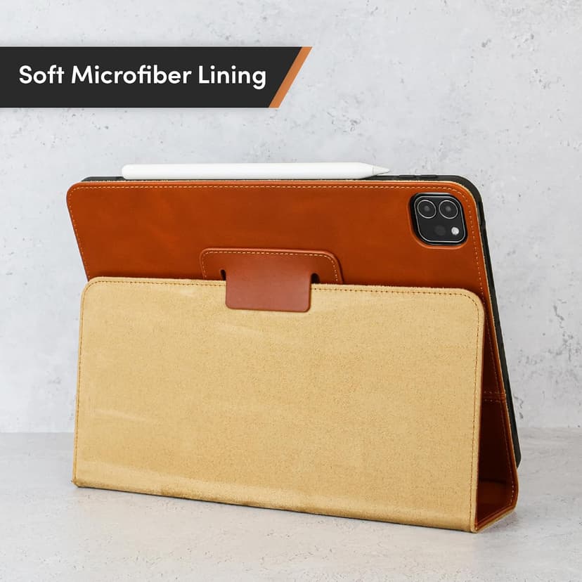 Casemade Real Leather Case Compatible with iPad Pro 11” 1st/2nd/3rd/4th Gen (2018/2020/2021/2022) - Full-Grain Leather Cover, Auto Sleep/Wake, Dual Stand Position (Tan)