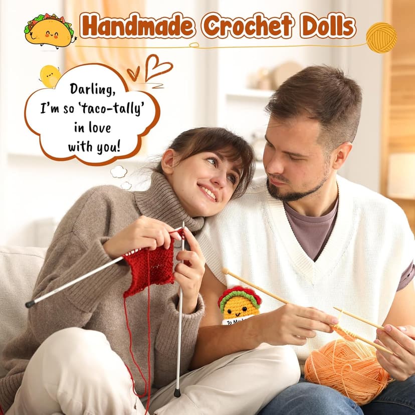 Boyfriend Husband Anniversary I Love You Gifts for Her Him Women Girlfriend Wife Birthday Unique Gift Idea, Handmade Crochet Taco Couples Romantic Valentines Christmas Small Wedding Gifts - To My Love