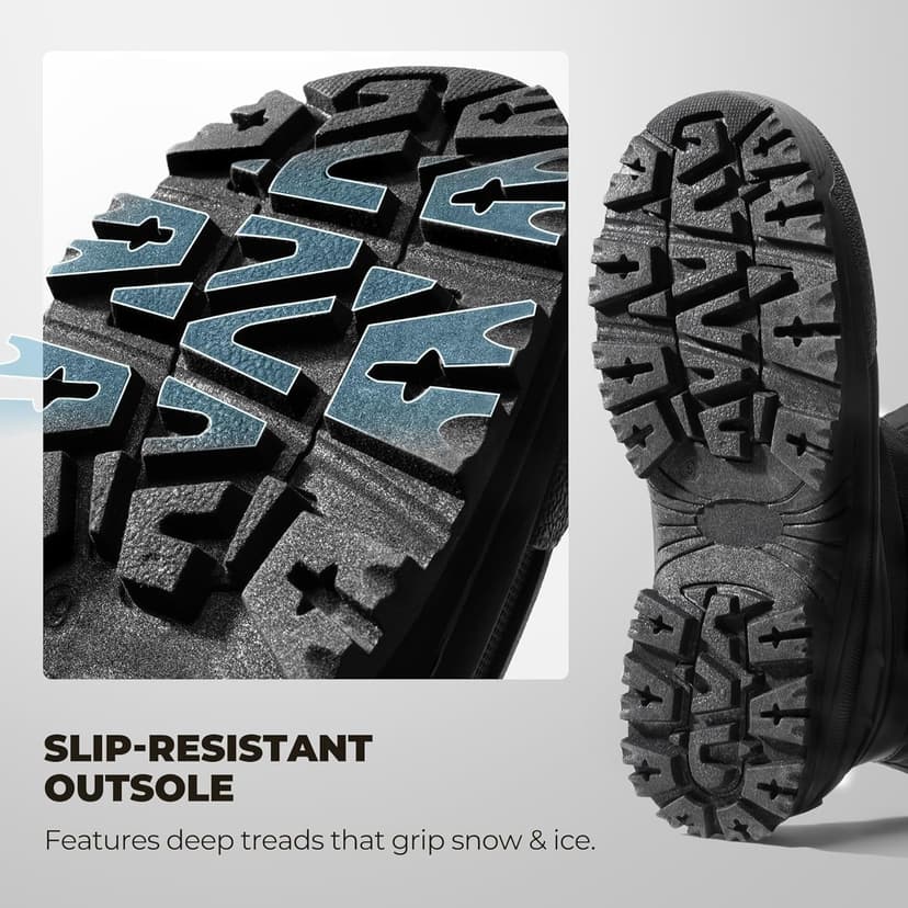 NORTIV 8 Men's Waterproof Winter Snow Boots Insulated Fur Liner Lightweight Outdoor Tall Boots