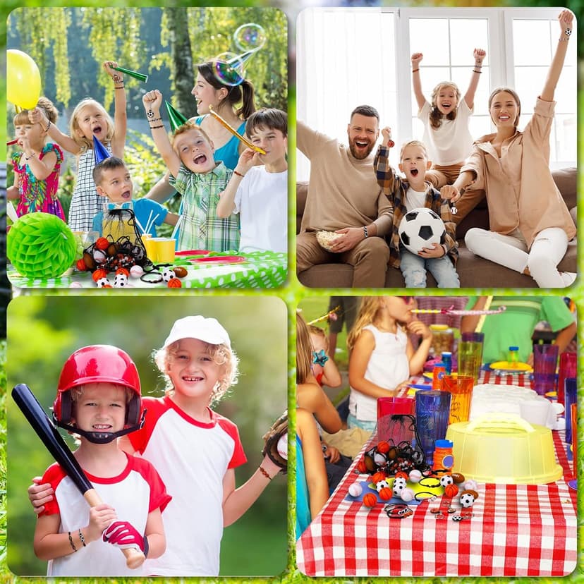 Nosiny Sportball Party Favors - 108 Pcs Bulk Set Including 36 Keychains, 36 Stress Balls & 36 Charm Bracelets for Team Birthday Parties