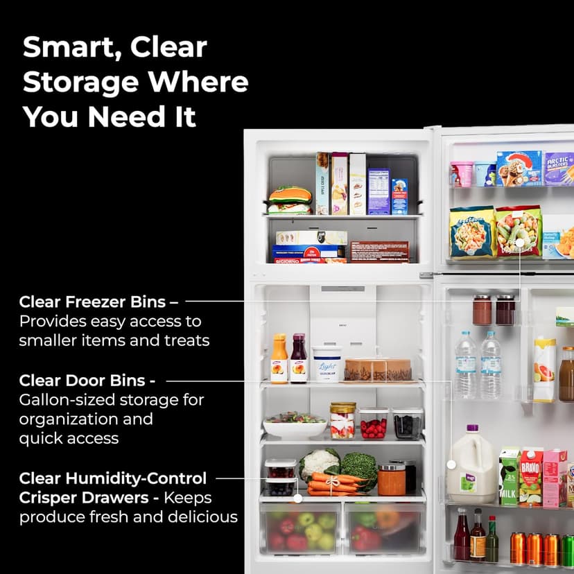 Kenmore 30" Top Mount Refrigerator with Freezer - Adjustable Shelving, Humidity-Controlled Crispers, LED Lighting, ENERGY STAR Certified, Garage Ready, 20.2 cu. ft. Capacity - White
