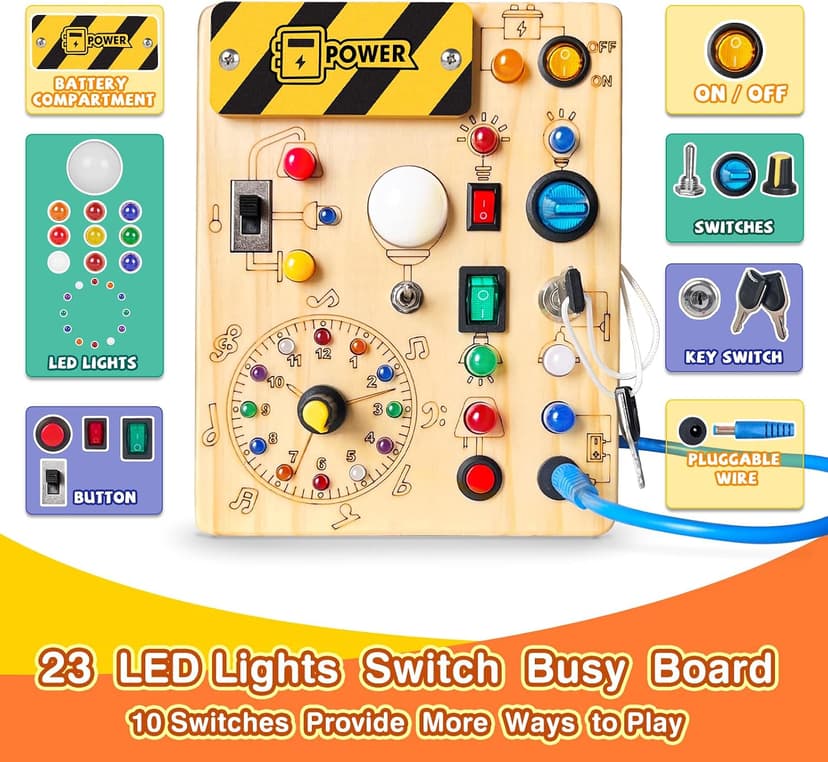 Grarain Busy Board for Toddlers - Montessori Educational Toy for 1-3 Year Old Boys & Girls | Travel-Friendly Sensory Learning Activity | Ideal for Kids with Autism(Busy Board v2) B0D2ZD6J2W