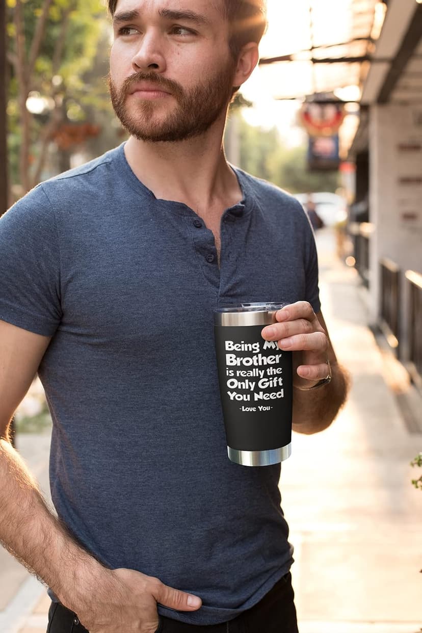 NewEleven Gift For Brother From Sister, Bro - Best Birthday Gift For Big, Little Brother, Siblings, Brothers In Law - Funny Gag Gifts For Men - 20 Oz Tumbler