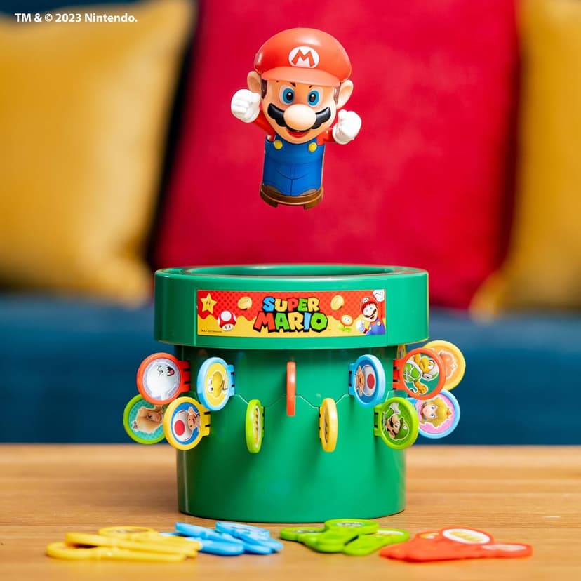 TOMY Pop Up Super Mario Board Game - Family and Preschool Games for Family Game Night - Kids Activities and Super Mario Toys - Girls and Boys Games - 2-4 Players - Ages 4 Years and Up