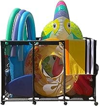 Pool Float Storage Organizer for Pool Noodles Floats Inflatables Towels - Ultimate Outdoor Pool Toy Storage Bin - XXL Black HDuty Metal - Pool Float Holder - Pool Storage Bin For Easy Poolside Cleanup