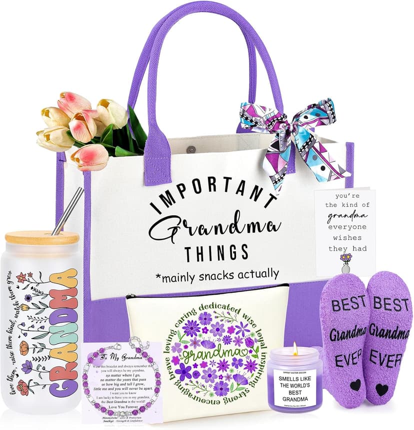 Grandma Gifts, Birthday Gifts for Grandma, Christmas Thanksgiving Mothers Day Ideas Present for Grandmother Basket Set of 5