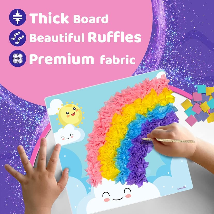1500 fabric pieces, 6 thick boards, arts and crafts activities, birthday gift ideas, 4 5 6 7 8 years old kits, unicorn gifts Jackinthebox Poke Art Magical Flower Pressing Craft Kit for Girls, Ages 4-8 B0D839DLTL