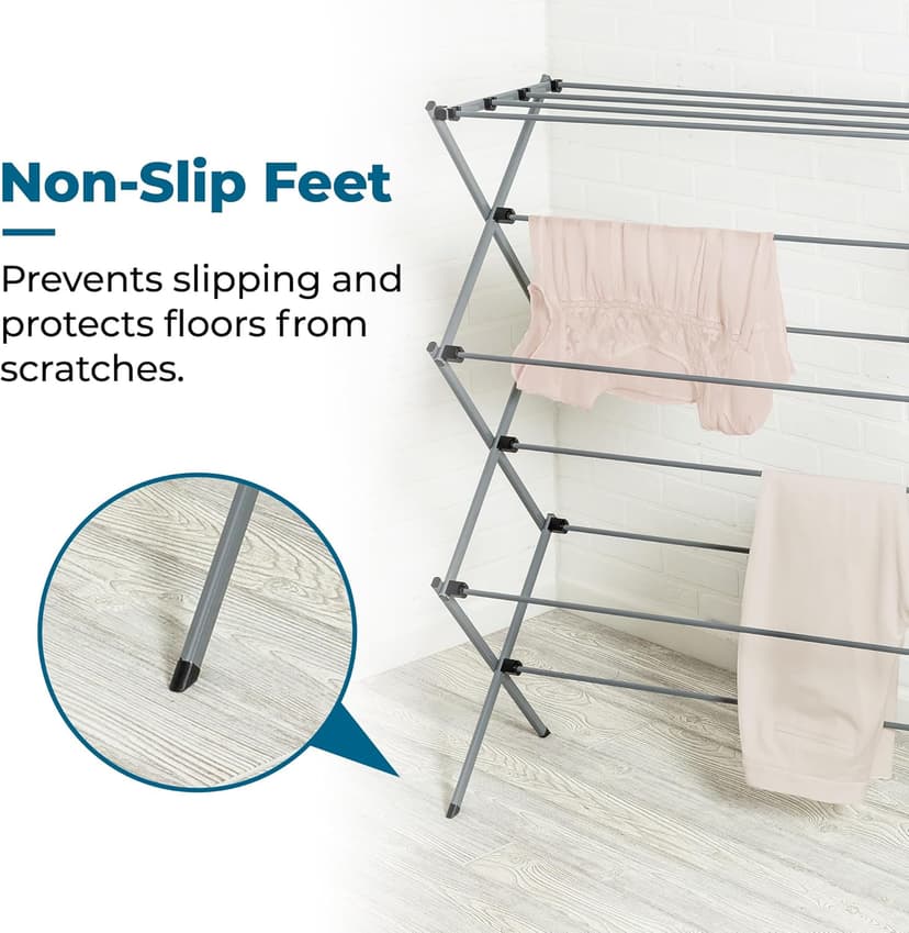 Honey-Can-Do Collapsible Laundry Drying Rack, Sturdy Steel, Foldable & Portable Clothes Drying Rack, Space-Saving Design, Indoor & Outdoor Drying, Ideal for Laundry Room 50lb Capacity, Silver