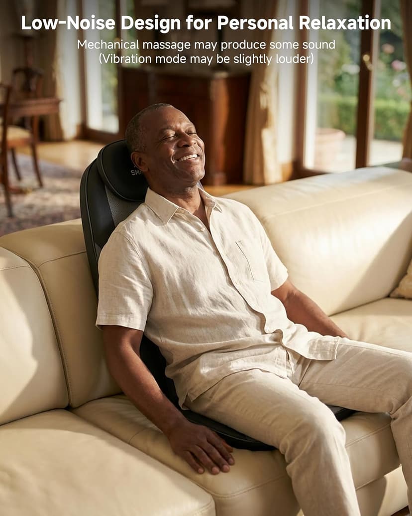 Snailax 2026 Upgraded Shiatsu Roller Back Massager with Heat Massage Chair Pad Kneading Back Massager for Pain Relief Deep Tissue Chair Massage Pad for Office Home