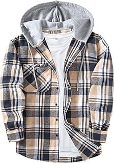 Big Tall, with Pocket, Adjustable Cuffs, Machine Wash, Business,Work, Office, Vacation, Graduation, Wedding, Party, Daily ZITY Men's Flannel Hoodie Shirts Casual Button Down Long Sleeve Plaid Shirt B0BB2JC2QX