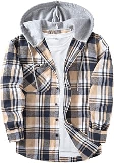 Big Tall, with Pocket, Adjustable Cuffs, Machine Wash, Business,Work, Office, Vacation, Graduation, Wedding, Party, Daily ZITY Men's Flannel Hoodie Shirts Casual Button Down Long Sleeve Plaid Shirt B0BB2JC2QX