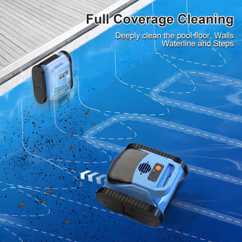 (2025 Upgrade) Pool Vacuum for Inground Pools, Robotic Pool Cleaner, Wall Climbing Pool Cleaner, Cleans Pool Floors, Drain & Walls & Waterline, Cleaning Up to 2100 Sq.ft, 180 Min