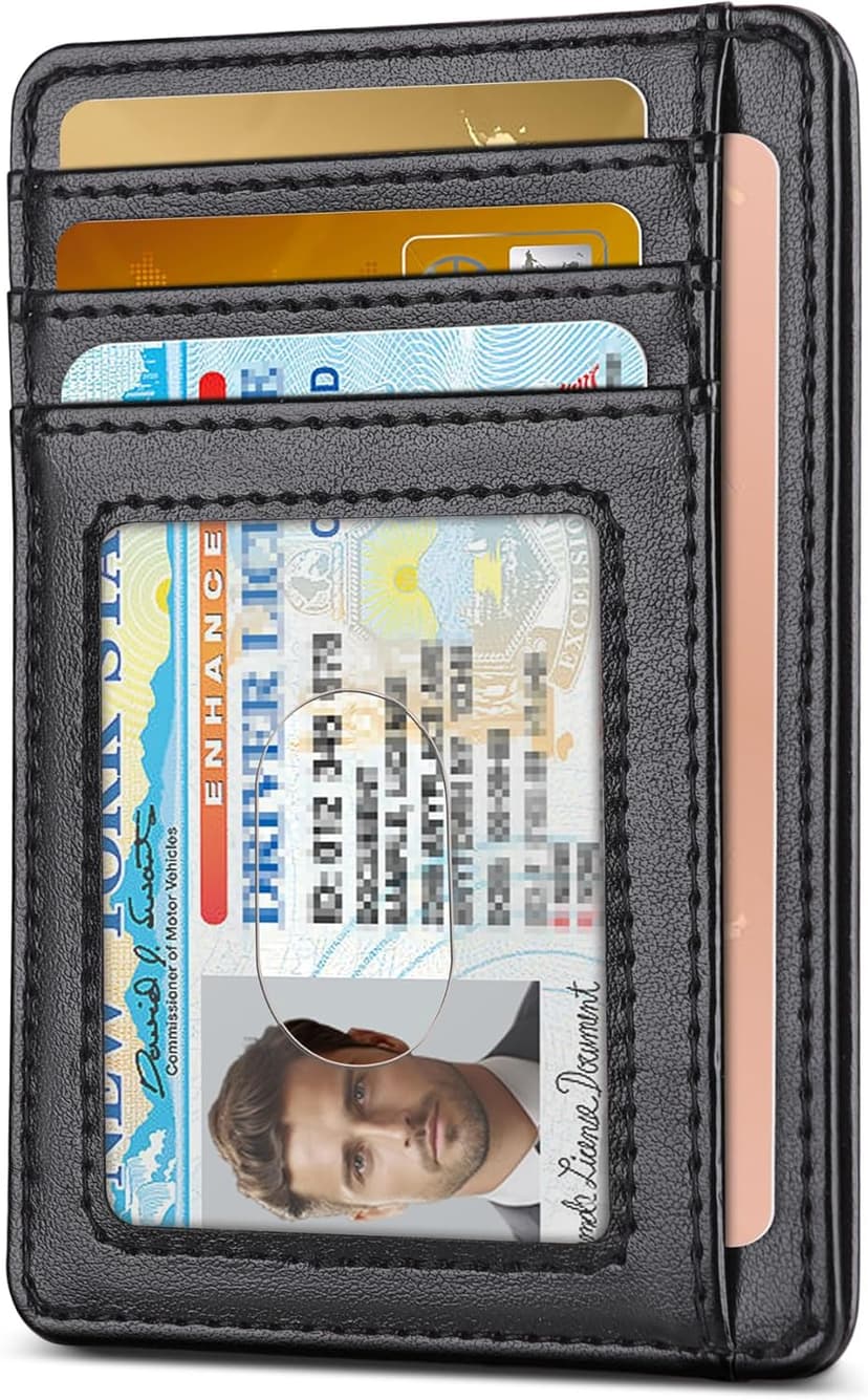 Teskyer Slim Wallet for Men, Minimalist Front Pocket RFID Blocking Leather Wallet Credit Card Holder for Men & Women
