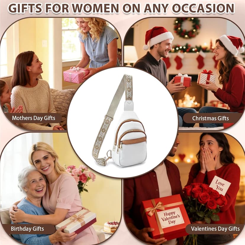Christmas Gifts for Mom Wife Crossbody Bags Gifts for Women Birthday Gifts for Her Small Crossbody Sling Bag Fanny Pack Chest Travel Anti Theft Purse Unique Secret Santa Mothers Day Gift Ideas