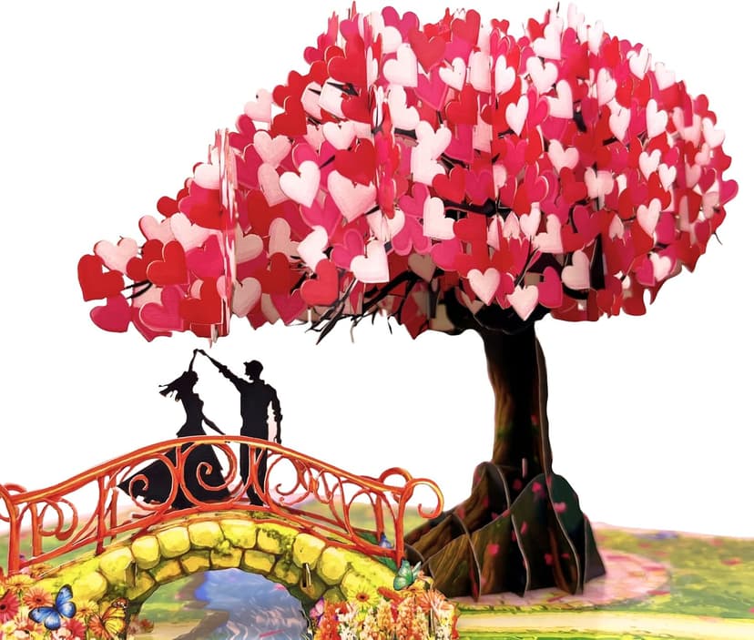 Anniversary Pop Up Card, 3D Love Tree Hearts with Couple, Wedding Anniversary Card for Wife, Husband, Couple, Love Card for Her, Him, Ideal Gift for Wedding, Anniversary, Valentines, Romantic Birthday, Mothers Day B0FJ8BNTFS