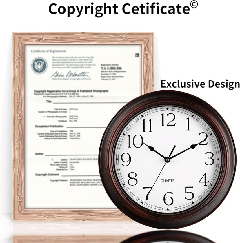 KECYET Wall Clock 10 Inch Battery Operated Silent Non-Ticking Wall Clock Vintage Retro Rustic Style Decorative for Bedroom Living Room Kitchen Home Office (Bronze)