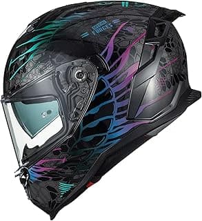 ILM Motorcycle Helmets DOT ECE Dual Visor Street Racing Helmet Full Face Powersports Cascos for Men Women Model MF567(Cobra Camaleon Purple, L)