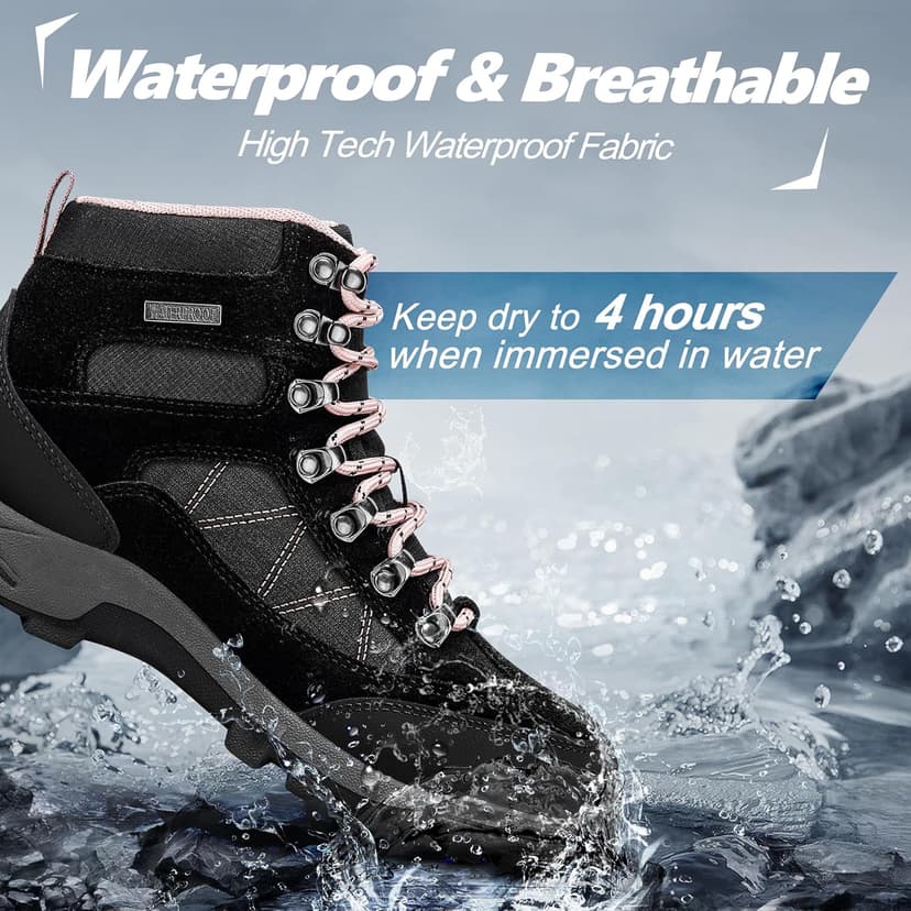 R CORD Hiking Boots Women Waterproof Womens Hiking Boots for Outdoor Trekking Camping Trail Outdoor Hiking Shoes for Women