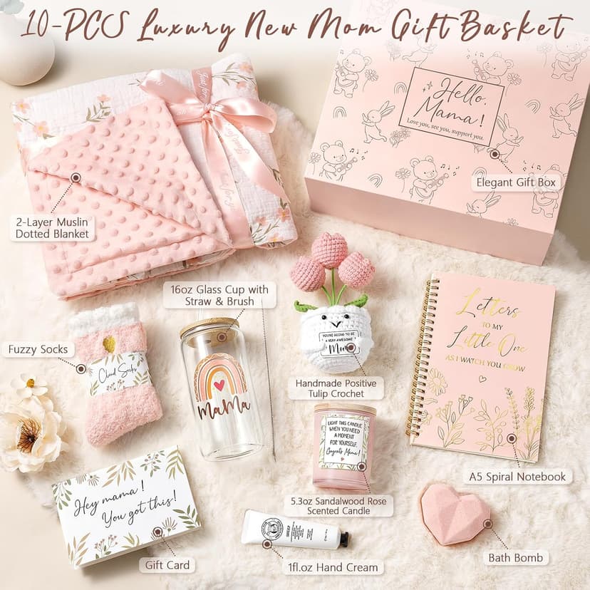 Postpartum After Birth Essentials Kit Pregnancy Gift Basket for Expecting Pregnant First Time Mom Gender Reveal Push Present New Mom Care Package Postpartum Essential Pregnancy Gifts for New Mom to Be B0GXZYZQVB