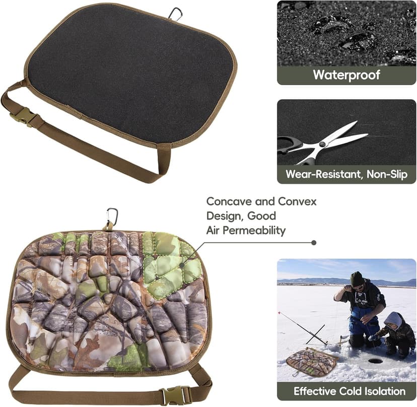 BLISSWILL Hunting seat Cushion，Stadium Cushion，100% Memory Foam Silent Lightweight for Camping, Hunting, Fishing，Camping，Outdoor