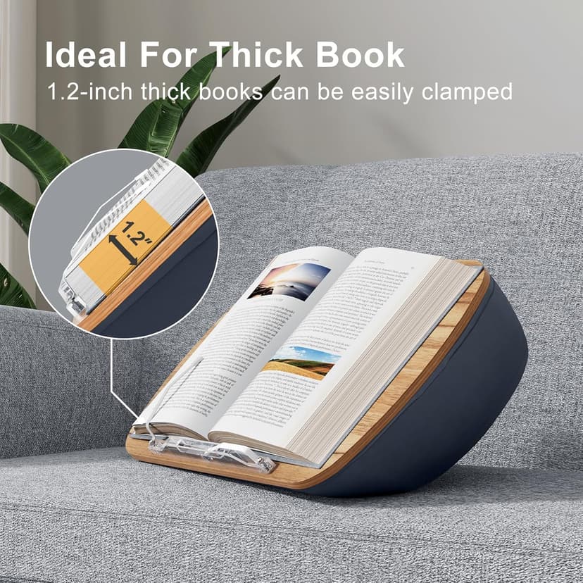 Lap Beanbag Book Stand for Hands Free Reading Comfortable Reading Pillow Stand Minimize Neck Strain Perfect Idea for Book Lovers in Dorm Room or Anywhere Else with Bookseat(Gray)