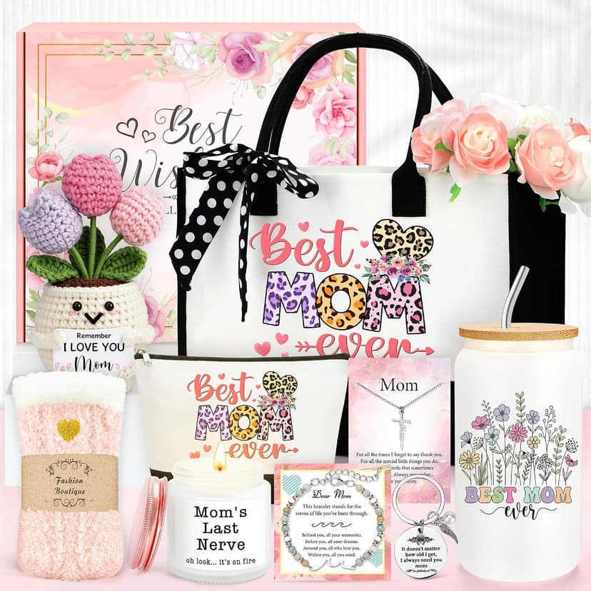 Gifts for Mom Birthday Gifts for Mom from Daughter Mothers Day Gift Ideas for Mama Best Moms Ever Gift Stuff Happy Birthday Mother Present Basket from Son Unique Things for Mothers Who Have Everything B0GSG1QS21