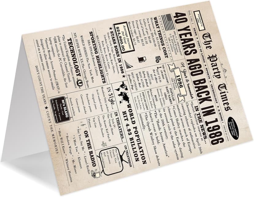 Ziwenhu Big 40th Birthday Card Gift for Men Women or Him Her, Happy 40 Year Old Birthday Greeting Card for Mom Dad, Vintage 40th Birthday Decorations for Husband Wife