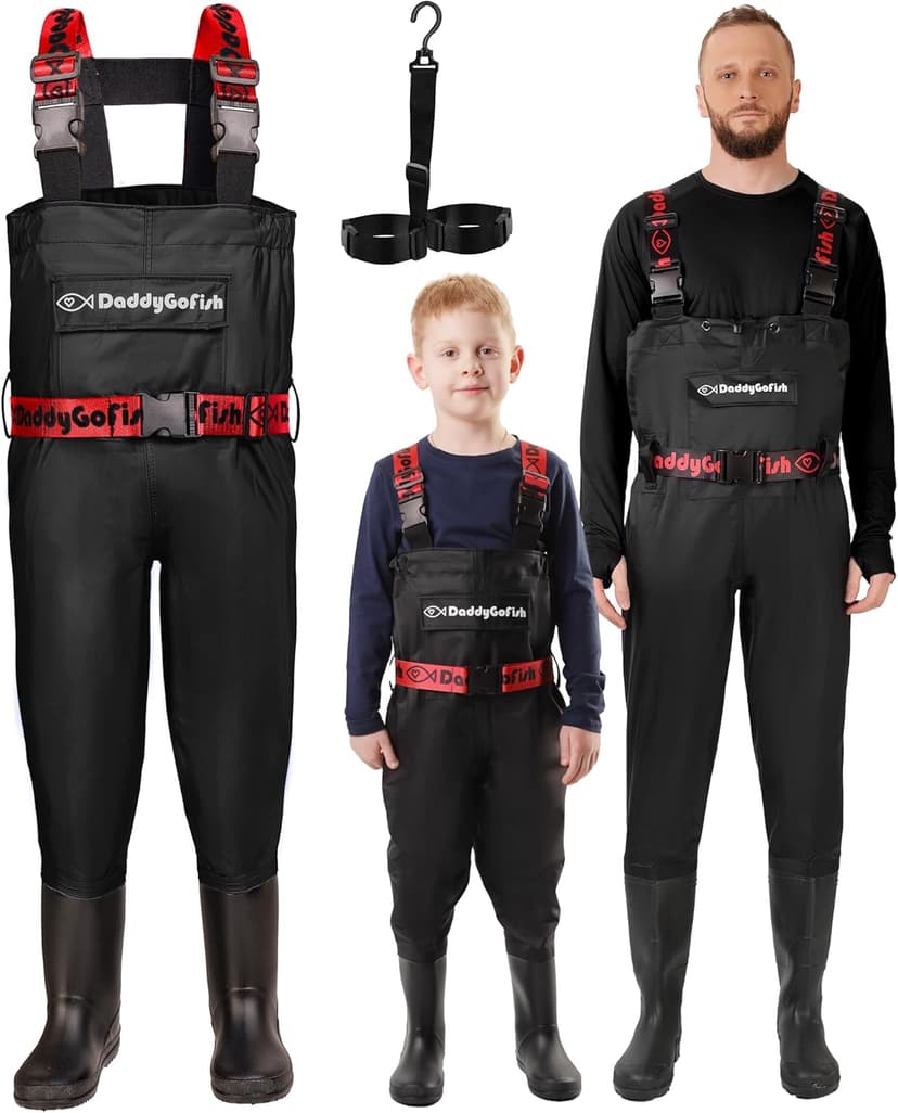 DaddyGoFish Chest Waders for Kids and Adults, Fishing and Hunting Waders with a Pocket and a Wader Hanger