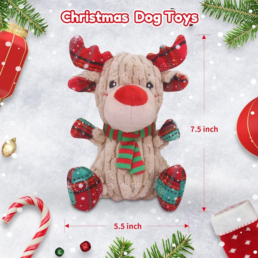 loncoldy Christmas Dog Toys, Funny Squeaky Reindeer Toy with Crinkle Paper Attract Pets, Interactive Plush Chew Toys, Adorable Christmas Elk Dog Gifts for Small Medium Large Dogs B09QHY2RQH