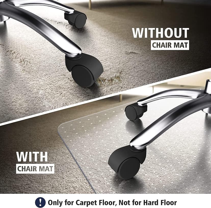 Azadx Chair Mat for Carpet 60"x 46" Large Office Chair Mat for Carpeted Floors, Carpet Protector Floor Mats on Low Pile Carpets Easy Glide Rolling Plastic Desk Computer Chairs Mats for Home