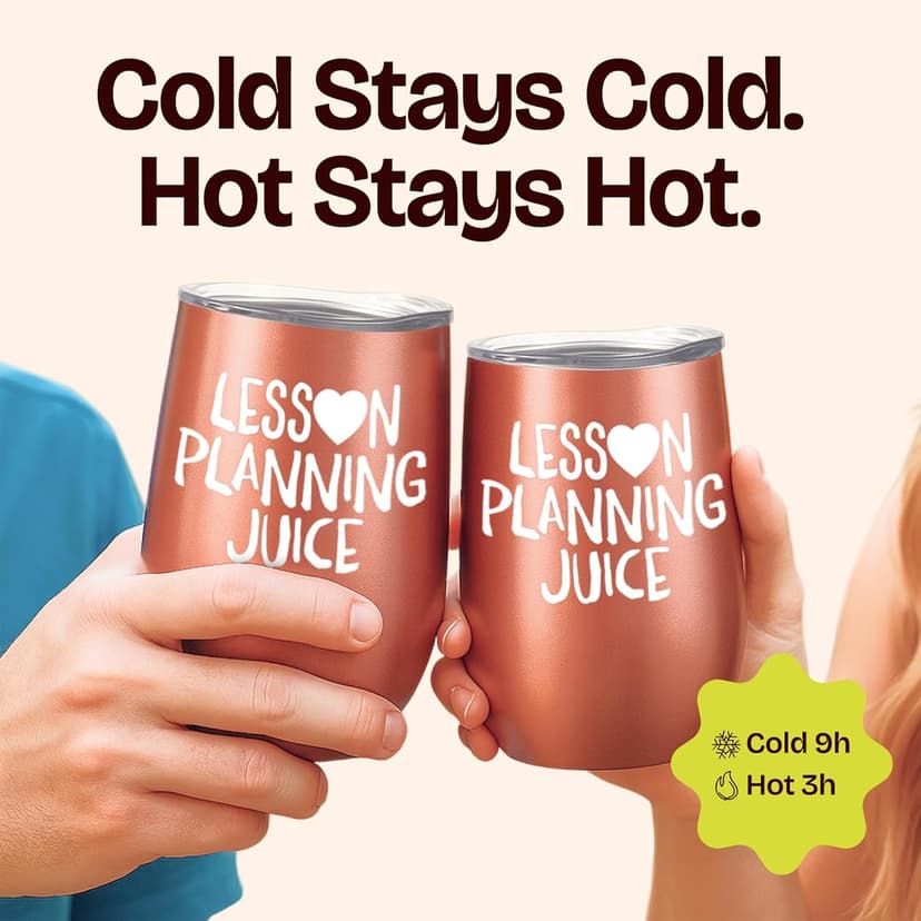 KLUBI Teacher Birthday Gifts for Women - Lesson Planning Juice Wine Tumbler 12oz with Lid and Straw - College Graduation Gifts for Teachers, Student Teacher Congratulations, Cute New Teacher's Gift