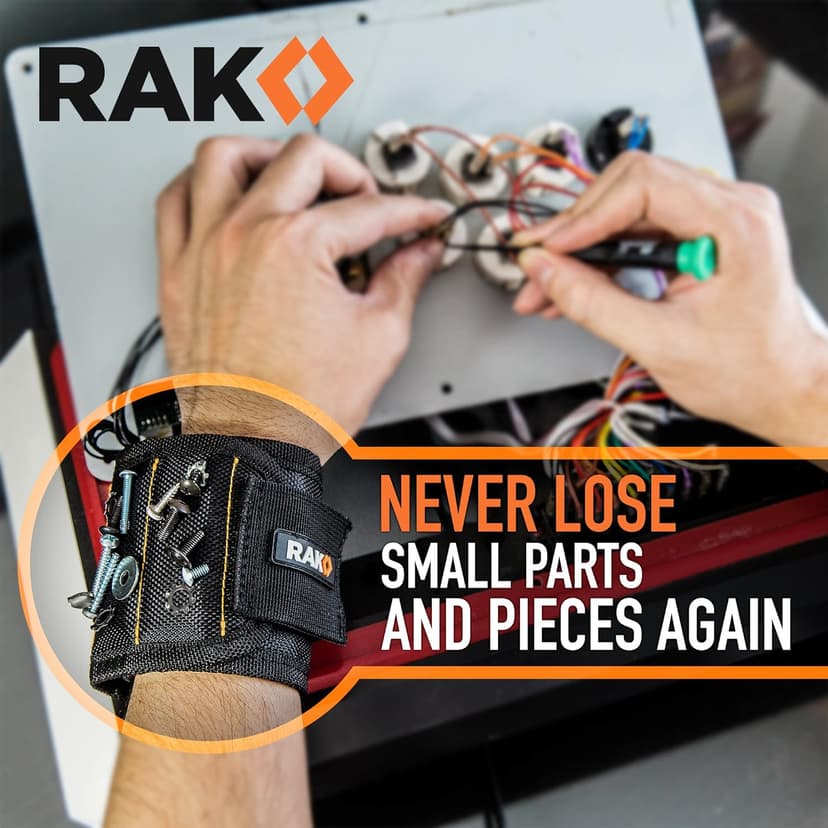 RAK Magnetic Wristband for Holding Screws, Nails, Drill Bits for Men - Premium Nylon with Lightweight Powerful Magnets, Magnetic Wristband for Tools, Gifts for Dad, Husband, Grandpa, Handyman