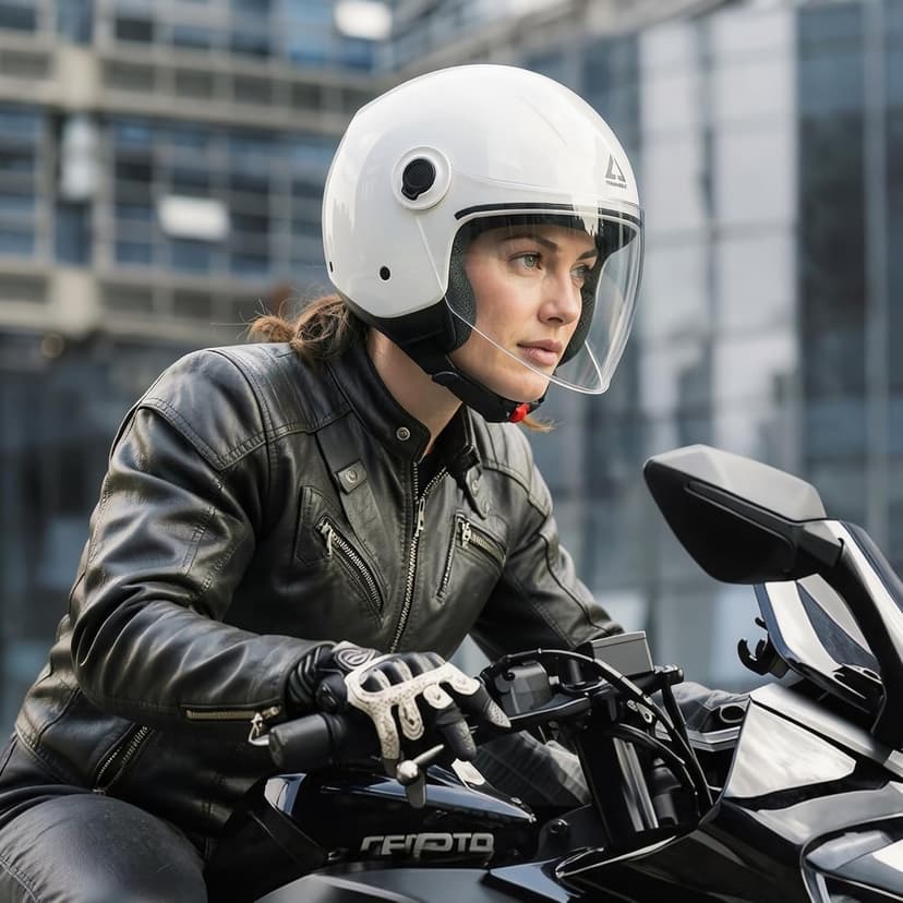 TRIANGLE Open Face Motorcycle Helmet Retro 3/4 Helmets with Clear Visor for Men Women DOT Approved