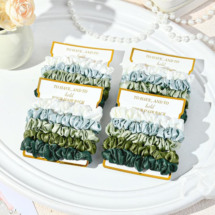 8 Pack Bridesmaid Gifts Satin Bridesmaid Scrunchies Soft Hair Ties Bachelorette Party Favors Hair Accessories for Women Bridesmaid Proposal Gift (Gradient Green) B0DTKDFCCB