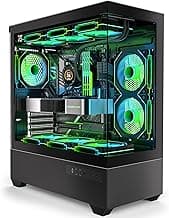 Gaming PC Case, Type-C ATX Computer Case with 6 PWM ARGB Fans Pre-Installed, Full Tower PC Case Full-View Dual Tempered Glass, Black(H2)