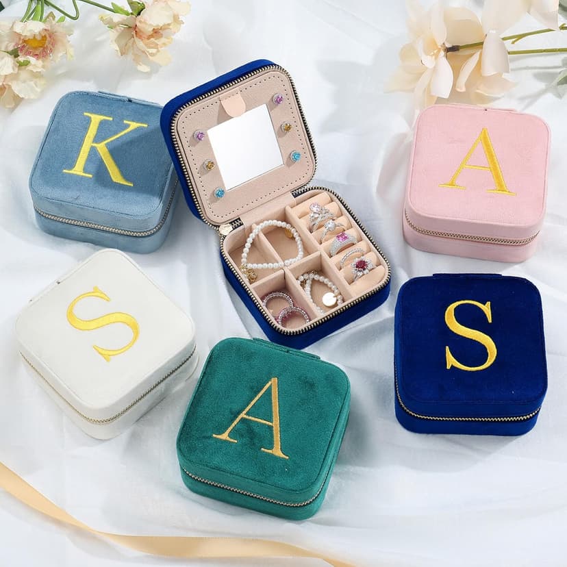 Parima Gifts for Girls - Gifts for Kids, Girl Gift Idea, 6 7 8 9 10 11 12 13 14 15 16 Year Old Girl Birthday Gifts, Teen Girl Gifts Trendy Stuff Travel Jewelry Case Box - Letter A, Pink