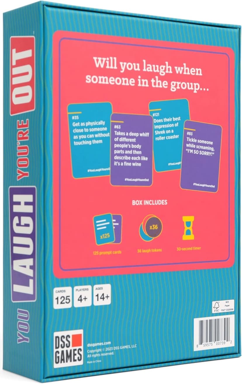 You Laugh You're Out A Party Game with Hilarious Charades Family Card Games for Adults & Kids, 125 Prompt Cards Fun Card Games for Family Game Nights, Gatherings, & Parties Ages 14+