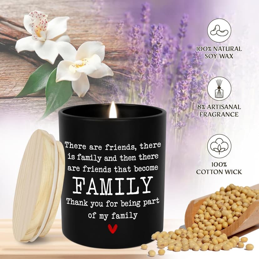 TEEZWONDER Friend Gifts for Women - Long Lasting Vanilla Lavender Candle 10 oz - Friendship Birthday Gifts for Women Men BFF Bestie Coworkers Friends Female, Scented Candles for Women Men