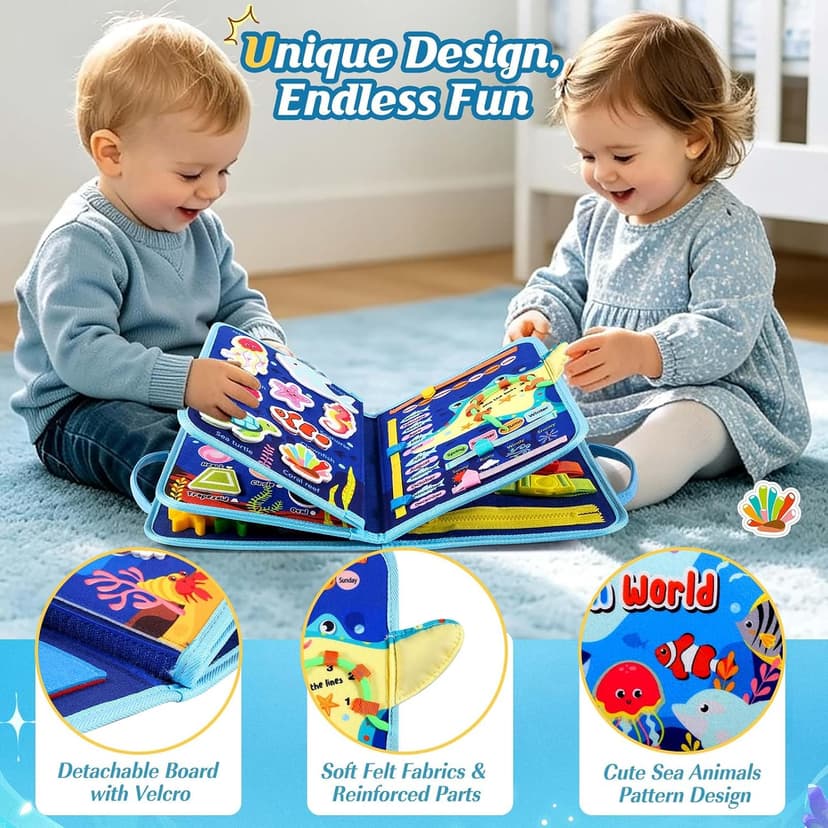 Winblo Toddler Busy Board - Montessori Toys for Toddler Boy Girl Birthday Gift, Educational Learning Sensory Busy Book for Toddlers Boys, Toddlers Activities Travel Toys for Airplane Car B0GYQZCVWG