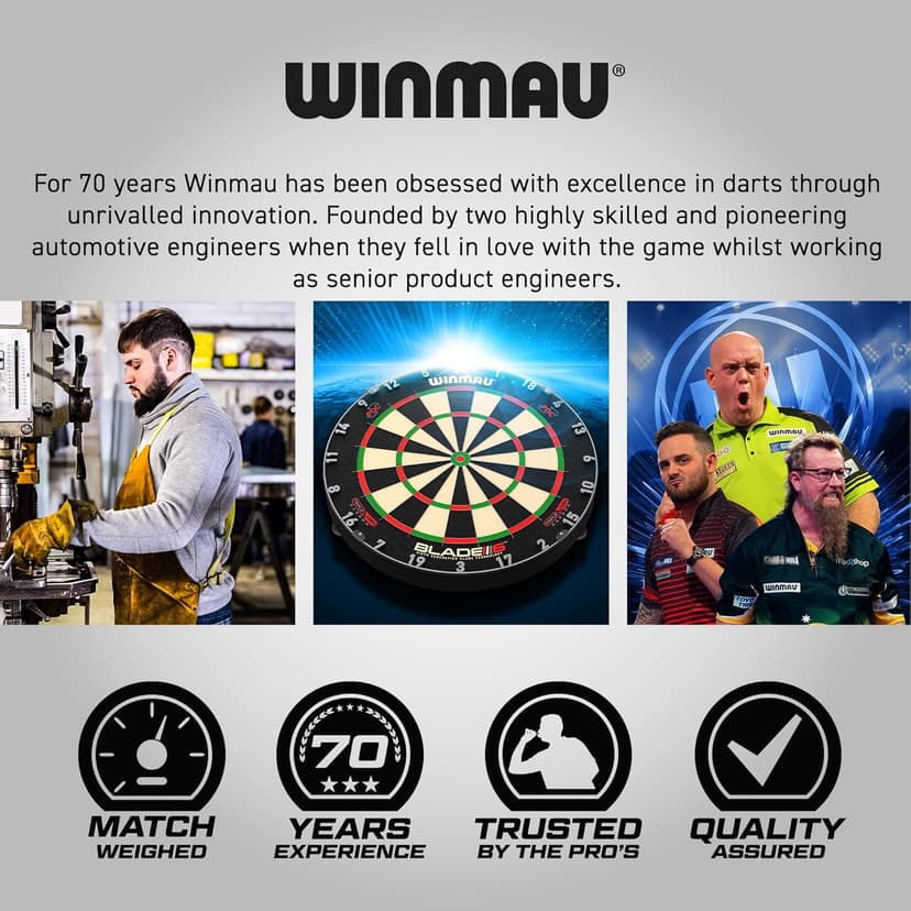 WINMAU Dart Board - Blade 6 Dartboard | Blade 6 Bundle - Professional PDC Darts Board with Official Tournament Specifications for Darts Enthusiasts