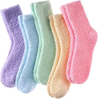 LINEMIN Womens Fuzzy Socks Cozy Fluffy Winter Warm Slipper Socks Microfiber Soft Home Sleeping Socks B09BN6Q93J