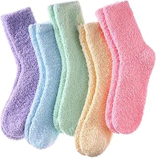LINEMIN Womens Fuzzy Socks Cozy Fluffy Winter Warm Slipper Socks Microfiber Soft Home Sleeping Socks B09BN6Q93J
